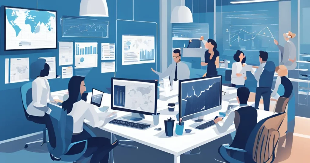 Modern Digital Marketing Agency Workspace: Engaged Professionals